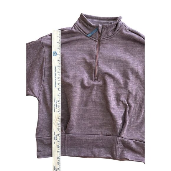 NWT Athleta 1/4 Zip Pullover Brown Large Zipped Pocket Stretch Comfort Active - Picture 10 of 11